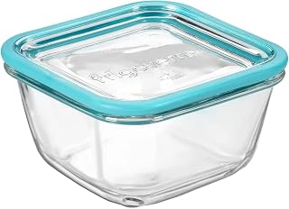 Bormioli Rocco Frigoverre Future 26.25 Oz.. Square Food Storage Container, Made From Durable Glass, Dishwasher Safe, Made In Italy | Tempered Glass Container, All-Glass Construction, Stackable Square Shape, Microwave Safe, Made In Italy, High Resistance