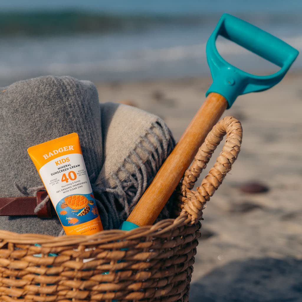 SPF 40 Baby Sunscreen and SPF 40 Kids Sunscreen by Badger – Pack of 2