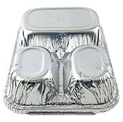 Handi Foil Oblong 3 Compartment Tray with Lid - 250 per case. by Handi-Foil – 8.75" x 6.75" x 1.5", Aluminum, Silver, Pack of 250, Model 2045-35-250W