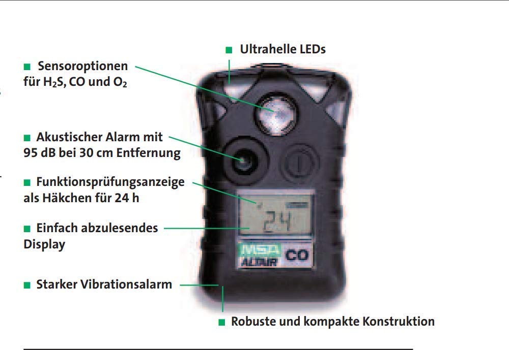 MSA (CO) Carbon Monoxide / Black / 1 Gas Detectors & Alarms