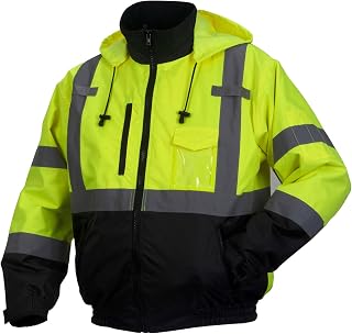 Pyramex RJ31 Series Waterproof Class 3 Fleece Bomber Safety Jacket, Lime, Large