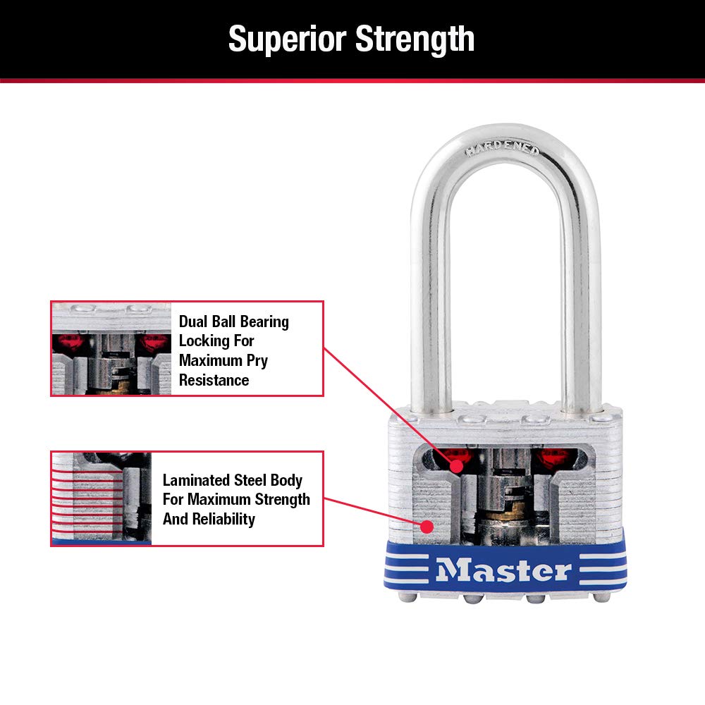 Master Lock Silver / 1-1/2" shackle / 2 Pack, Keyed-Alike Keyed Padlocks