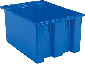 Akro-Mils 35300 Nest and Stack Plastic Storage Container and Distribution Tote, (29-1/2-Inch L x 19-1/2-Inch W x 15-Inch H), Blue, (3-Pack)