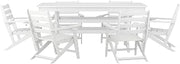 Flash Furniture 7-Piece HDPE Adirondack Dining Set, White | 72" Rectangle Table, 6 Chairs with Cup Holders, All-Weather HDPE, Commercial Grade