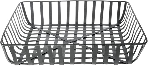 HUBERT Square Black Metal Tobacco Basket - 18"L x 18"W x 3 5/8"H