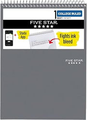 Five Star Top Bound Notebook, 1 Subject, College Ruled Paper, 100 Sheets, 11" x 8-1/2", Color Selected For You, 1 Count (06182)