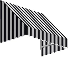 AWNTECH 10.38 FT. SAN Francisco Fixed Awning 124.5 in. W X 18 in. H X 36 in. D Acrylic Fabric in Black/White Stripe SF1836-10KW