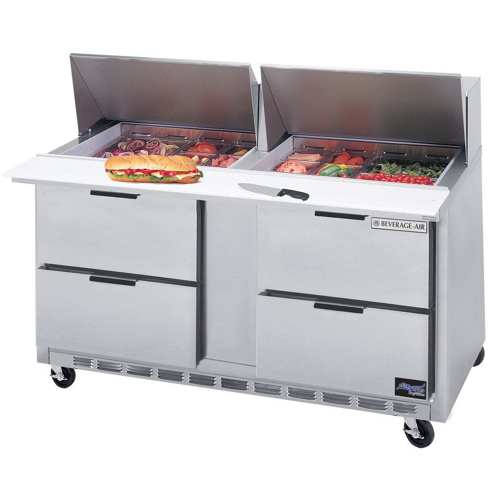60" Refrigerated Mega Top Sandwich Prep Table by Beverage Air – Model SPED60-24M-4