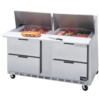 60" Refrigerated Mega Top Sandwich Prep Table by Beverage Air – Model SPED60-24M-4