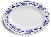 Yanco PO-2010 Peony Melamine 10 in. Oval Plate - White & Blue