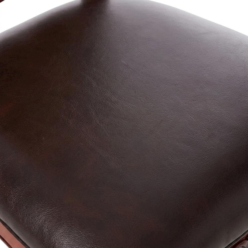 PU Leather-Upholstered Side Chair with Floral Fabric Back by Furnifact – Wood, Brown, Pack of 2