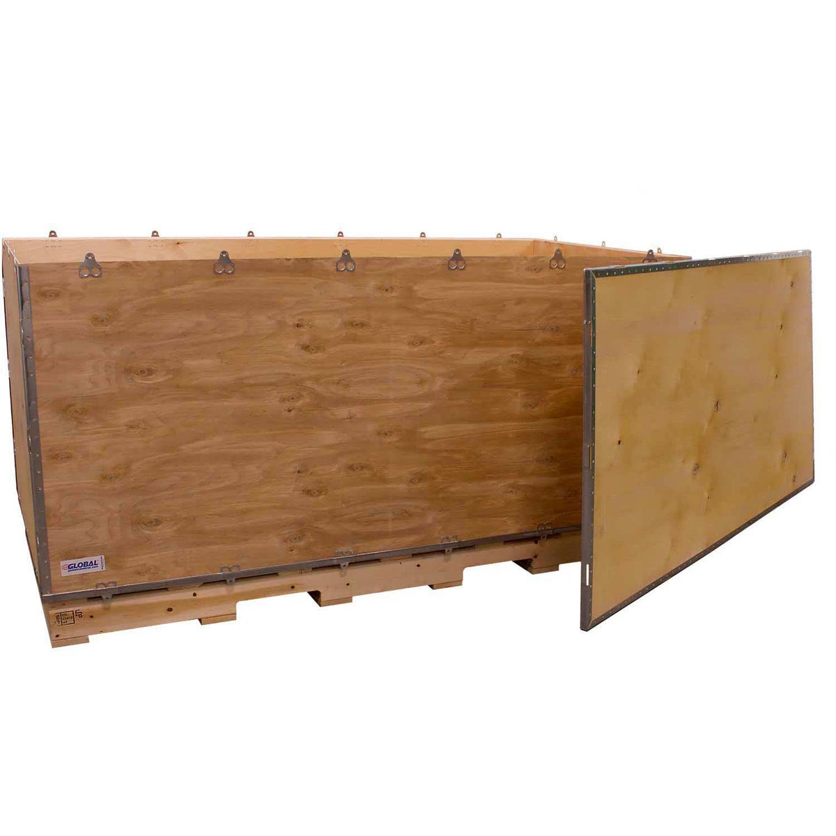 6 Panel Nailess Wooden Shipping Crate w/Lid & Pallet by Global Industrial – Brown, Model GSL181008930775P