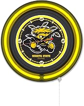 Holland Bar Stool Clk15BKWichSt NCAA 15 in. Dia. Wichita State University Double Neon Wall Clock Black