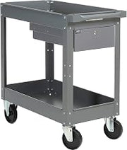2 Shelf Deep Tray Steel Stock Cart by Global Industrial – 3.5"L x 16"W x 32"H, 12-Gauge Steel, Gray, Model 988836