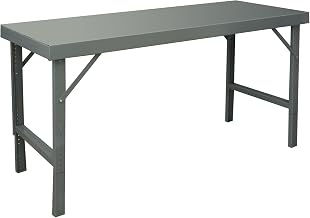 Durham 14 Gauge Steel Ergonomic Folding Leg Style Work Bench with Steel Top, WBF-3696-95