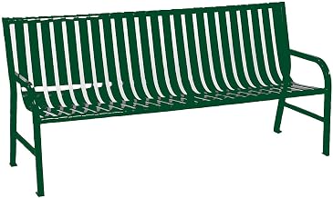 Slatted Metal Bench, Green, 6'L