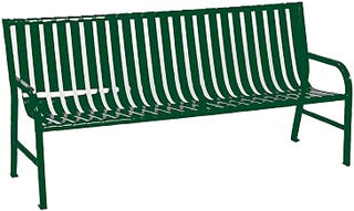 Slatted Metal Bench, Green, 6'L