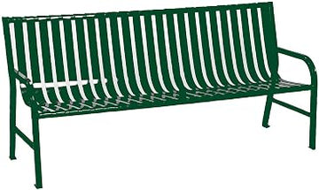 Slatted Metal Bench, Green, 6'L