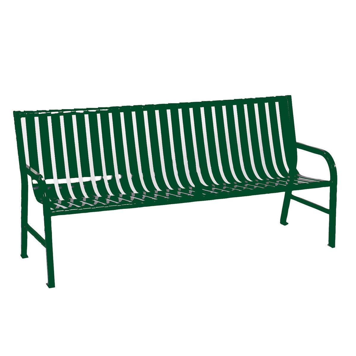 Slatted Metal Bench by Witt Industries – 74"L x 24"W x 34"H, Alloy Steel, Green, Model M6-BCHGN