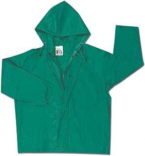 MCR Safety 388JHXL Dominator PVC/Polyester Jacket with Attached Drawstring Hood, Green, X-Large