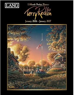 Lang, Terry Redlin Monthly 2026 Pocket Planner, 4.9'' X 6.6'', Weekly Calendar with Wire-O Binding