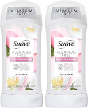 Suave Aluminum Free Deodorant for Women, Rose Petal and Jasmine, 48-Hour Odor Protection, Free of Talc, Parabens & Dyes 2.6 oz (Pack of 2)