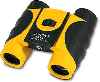 Barska 10x25 Compact Waterproof Binocular (Yellow) | 10x magnification with waterproof housing and 25mm objective for birdwatching, hiking and sightseeing