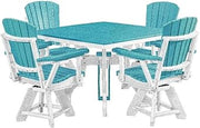 American Furniture Classics Model CS130ARW-K Five Piece Square Counter Height Dining Set in Aruba Blue with a White Base, Made in The USA