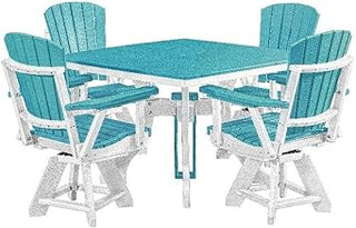 American Furniture Classics Model CS130ARW-K Five Piece Square Counter Height Dining Set in Aruba Blue with a White Base, Made in The USA