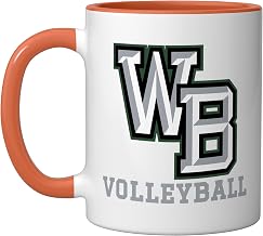 West Bloomfield High School Lakers Volleyball Ceramic Mug, Orange/White, 11oz