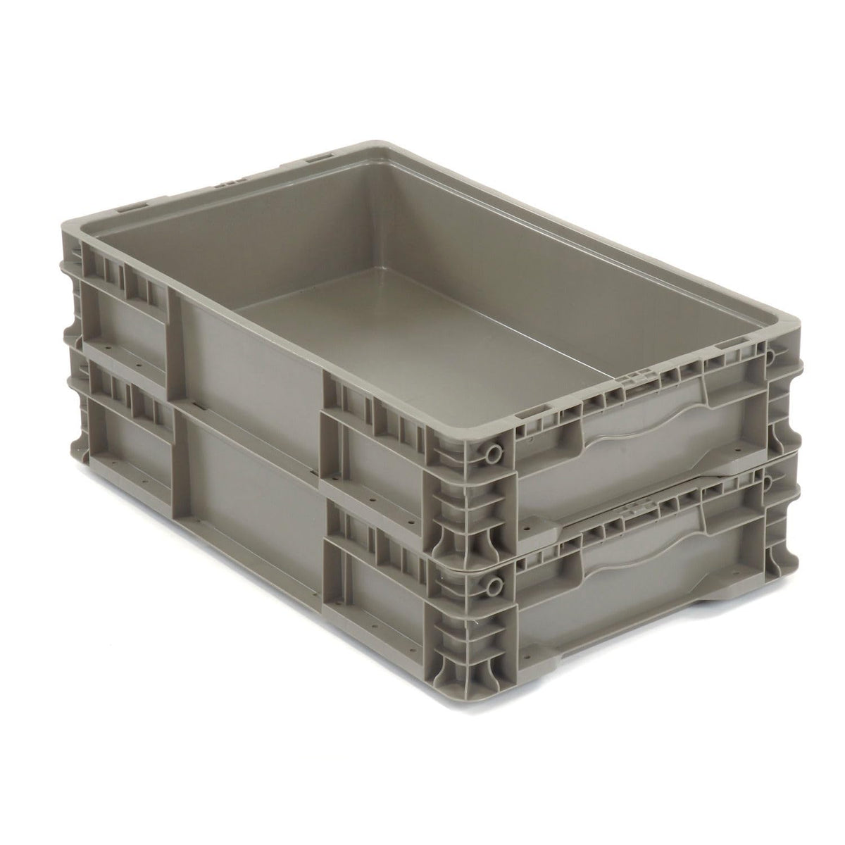 Global Industrial Stackable Solid Straight Wall Container by Monoflo International – 150.0 pounds, Polyethylene (PE), Gray, Model 652744