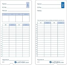 E14-100 Pack of 100 Time Cards, 2-Sided, for use with Lathem Model 400E Time Clock, 7" High