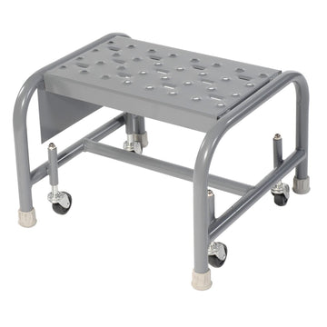 1 Step Steel Rolling Ladder by Tri-Arc – 17"L x 19"W x 14"H, Alloy Steel, Gray, Model WLSR001166