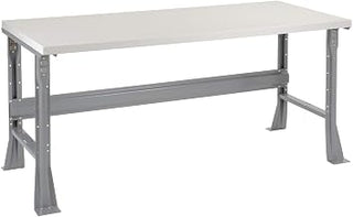 Global Industrial Fixed Height Workbench Flared Leg, 72" W x 30" D x 34" H, 1-5/8" Plastic Laminate Square Edge, Gray