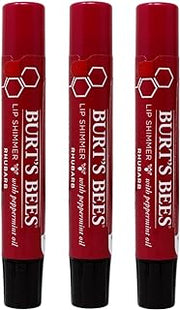 Burt's Bees Lip Shimmer, Rhubarb 0.09 oz (Pack of 3)