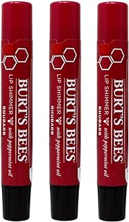 Burt's Bees Lip Shimmer, Rhubarb 0.09 oz (Pack of 3)