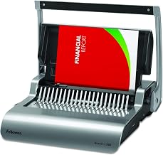 Fellowes Quasar+ Binding Machine for Office - 21-Hole, 500 Sheet Manual Paper Punch Comb Binder Machine with Starter Kit 10 Comb Bindings - Ideal for Office Use - Silver