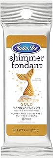 Satin Ice Gold Shimmer Fondant With Edible Glitter (4.4 Ounce, Vanilla) For Cake Decorating