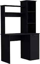 Tuhome Carson Computer Desk with Hutch, 64.2" Tall Home Office Desk, Single-Door Cabinet & 3 Open Storage Shelves, Engineered Wood Workstation for Small Spaces