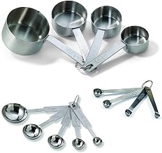 Tablecraft Bakers Dozen Measuring Set Includes Measuring Spoons, Measuring Cups and Spice Spoons Silver