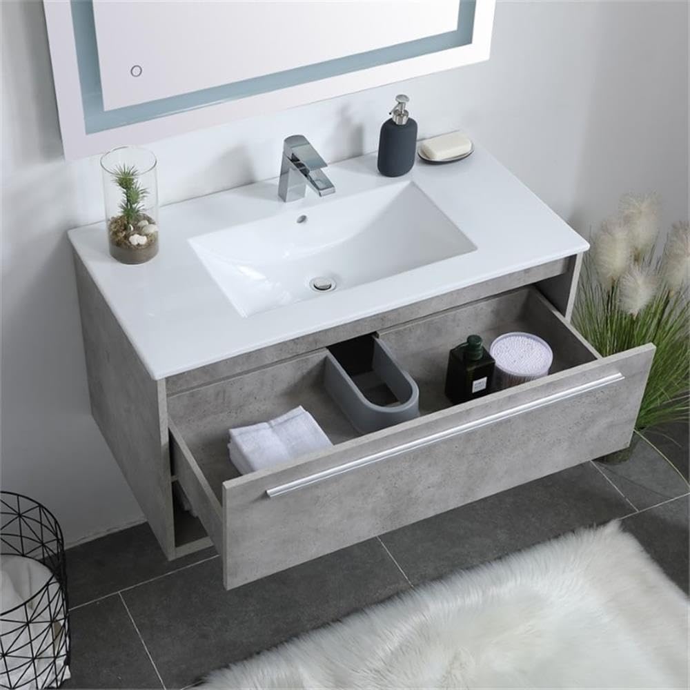 Elegant Decor 36" - Single / Brushed Nickel,gray,grey / Modern Bathroom Vanities