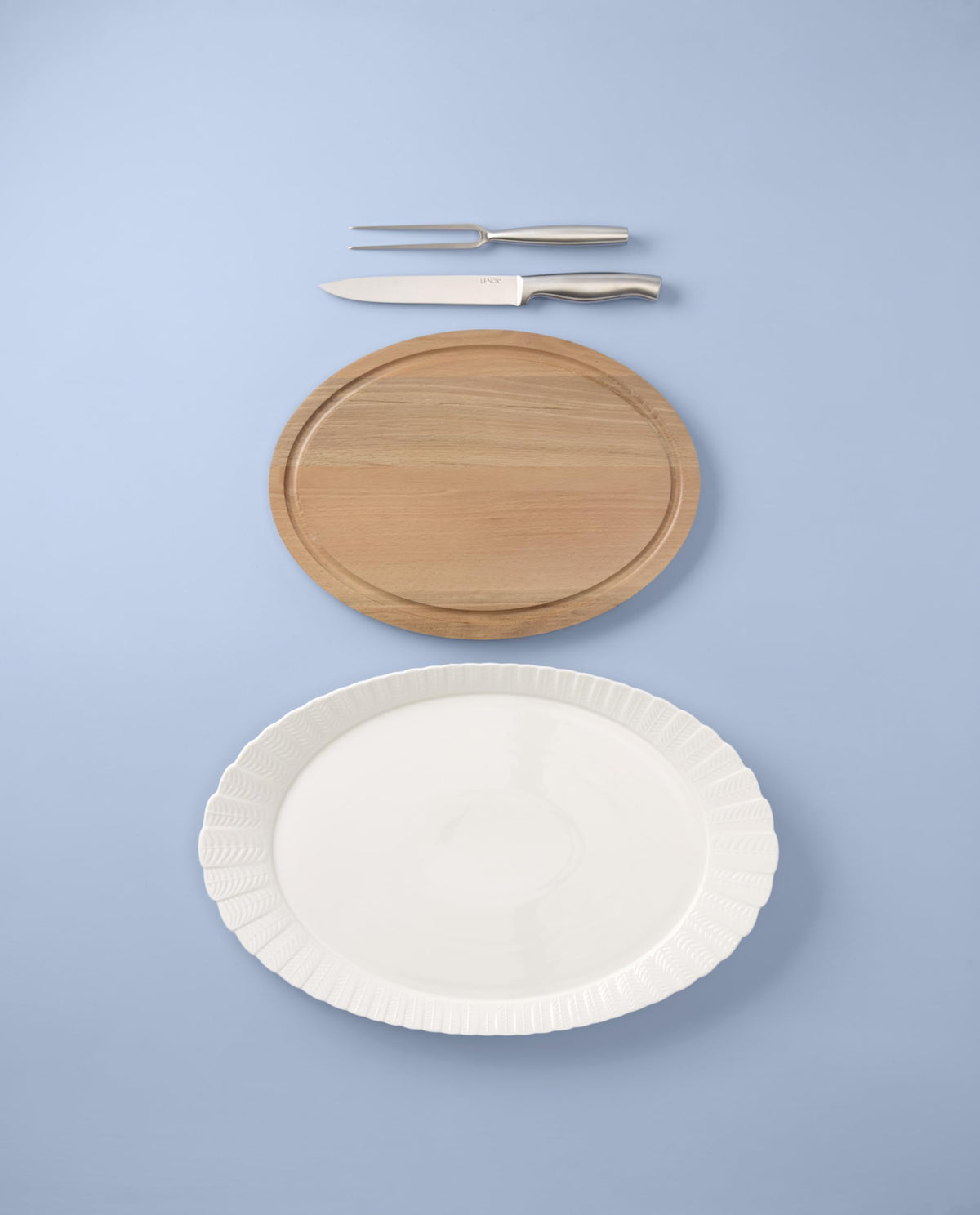 Harvest 4-Piece Turkey Platter And Carving Set by Lenox – 4 Count, Porcelain, Multicolor, Pack of 4, Model 899289