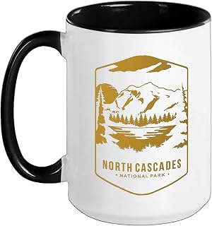 North Cascades National Park Ceramic Mug, Black/White, 15oz