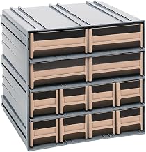 Quantum QIC-8143IV Interlocking Storage Cabinets, 11-3/8"D x 11-3/4"W x 11" H, Polysteryne, Gray with Ivory Bins