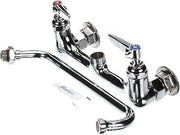 T&S Brass B-2342 Double Pantry Faucet, Wall Mount, 8" Centers, 10" Swing Nozzle, Lever Handles
