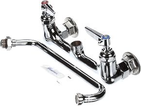 T&S Brass B-2342 Double Pantry Faucet, Wall Mount, 8" Centers, 10" Swing Nozzle, Lever Handles