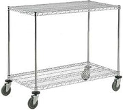 Nexel Adjustable Chrome Wire Shelf Cart, 2 Shelves, 800 Lb. Capacity, 36" L x 18" W x 40" H