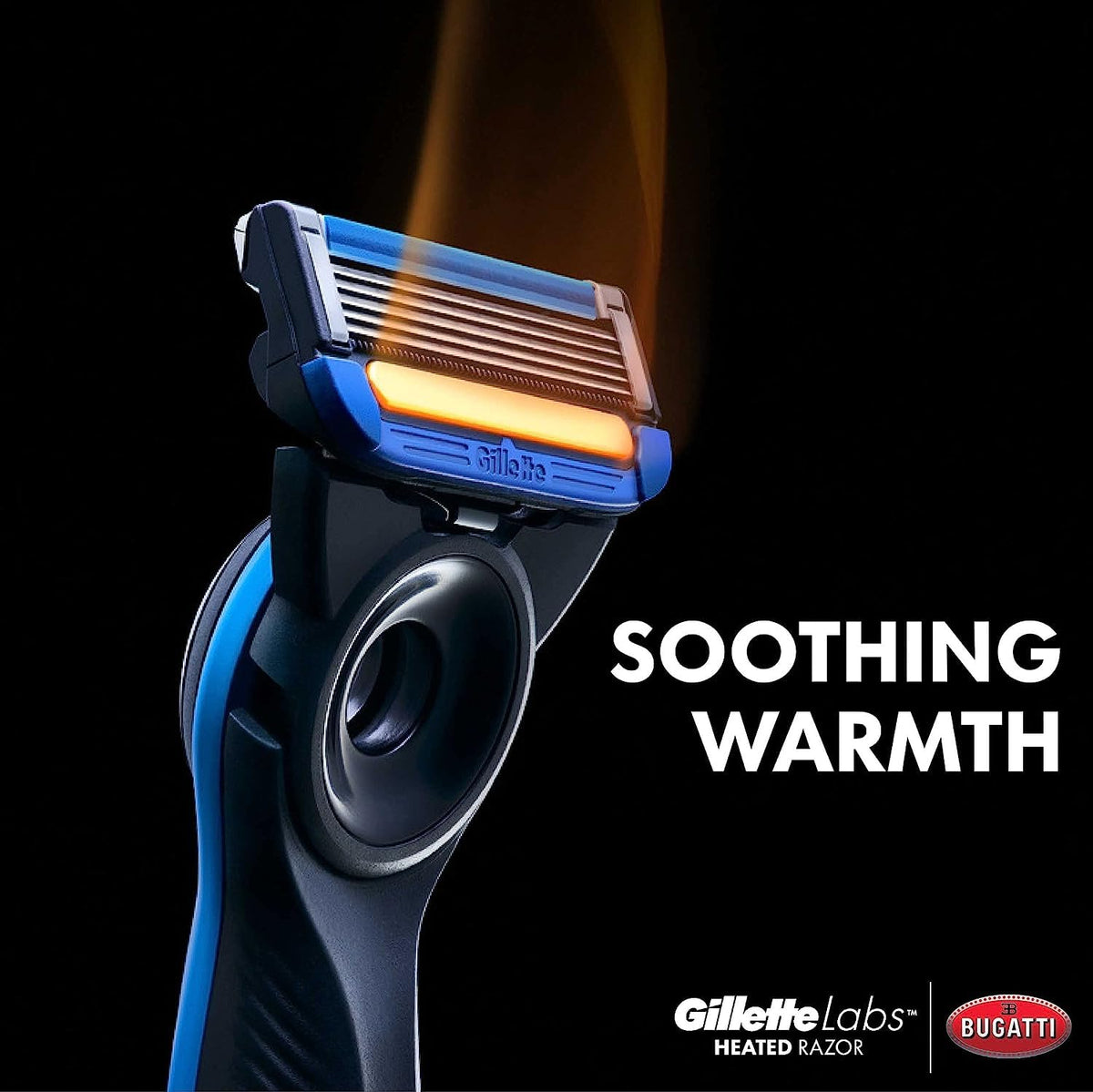 Gillette Bugatti Heated Razor Kit / 1 Count (Pack of 1) / Blue Cartridge Razors