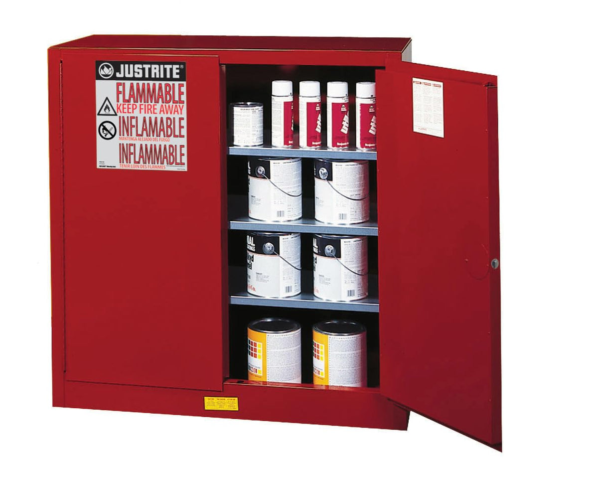 Justrite Red / 40 Gallon / Manual-Close Tool Cabinets