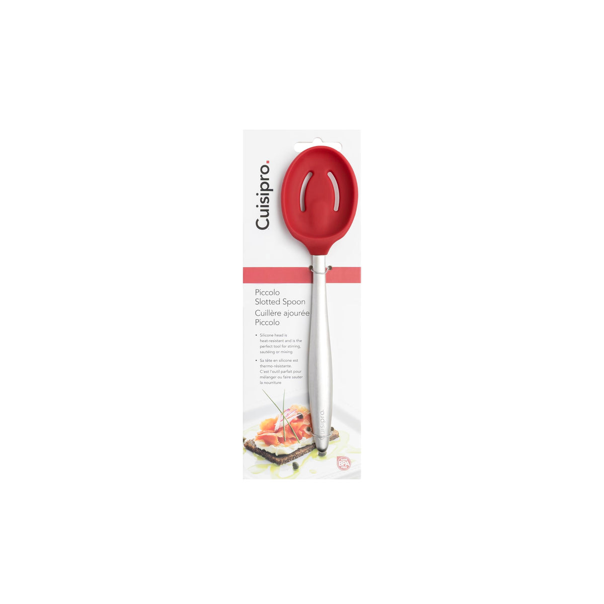 PICCOLO 8" Silicone Slotted Spoon by Cuisipro – 8", Silicone, Red, Model CSP-74737705